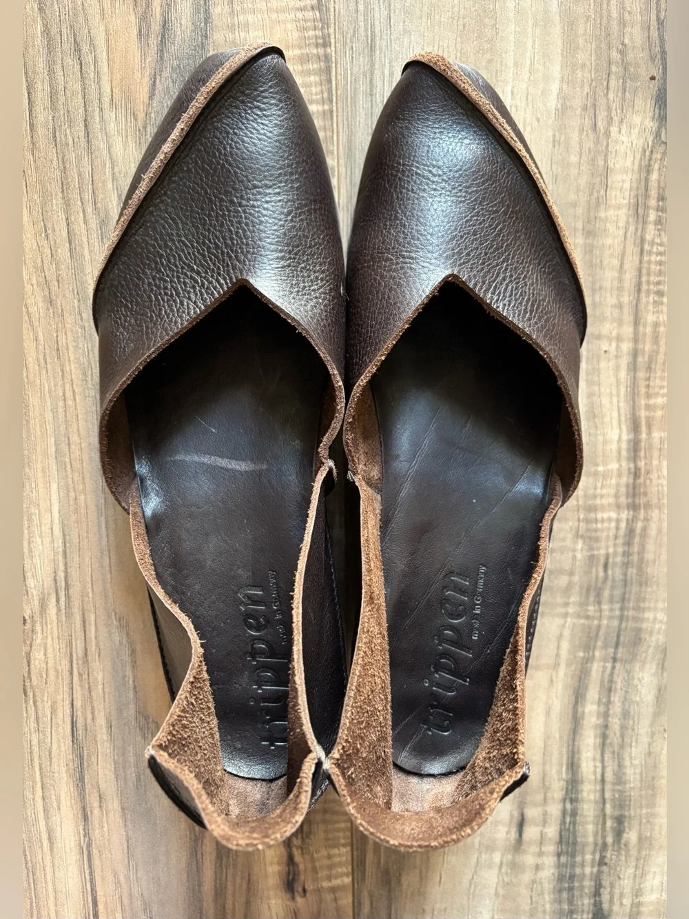 Trippen Avant Garde German Brown Leather Sculptural Heel Artisan Lagenlook EU 40